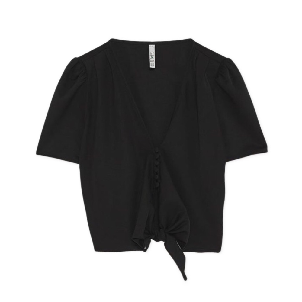 Zara TRF Button Up Crop Top With Knot